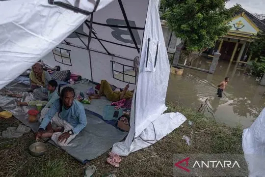 Warga terdampak banjir Grobogan bertahan di pengungsian