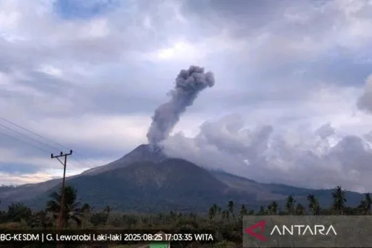 Gunung Lewotobi Laki-laki erupsi empat kali dalam enam jam