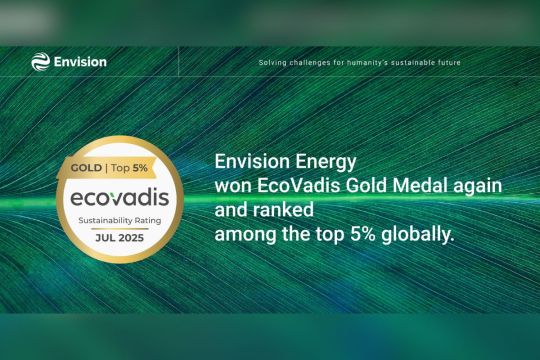 Envision Energy Tercantum dalam Peringkat 2% Teratas Selama Dua Tahun Berturut-turut dengan Meraih Peringkat Emas EcoVadis