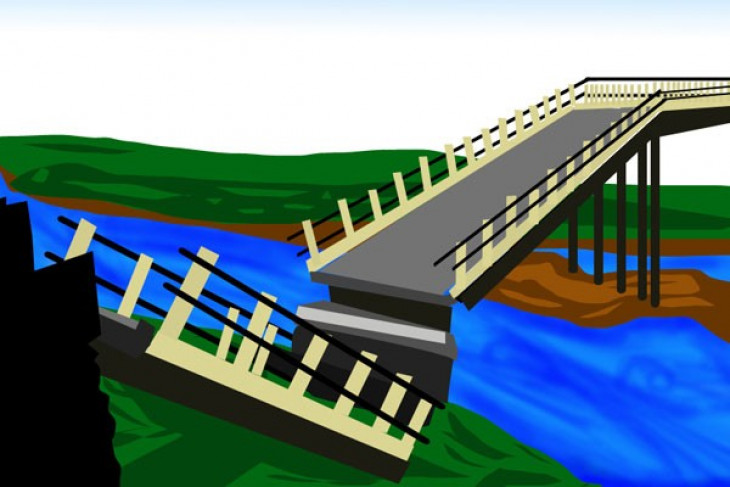 Jembatan penghubung dua desa di Tapanuli Utara ambrol
