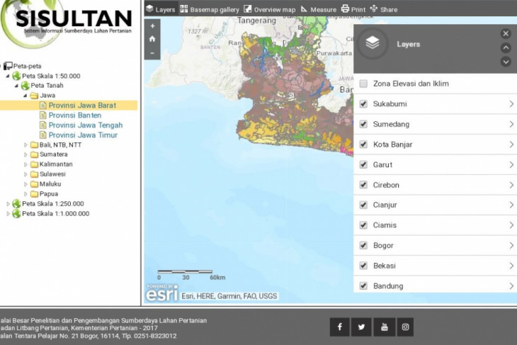 Peta lahan pertanian Indonesia kini tersedia online