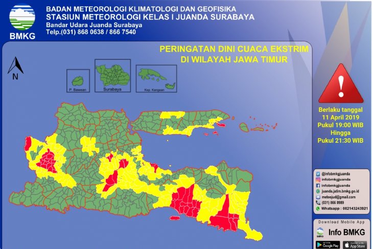 BMKG: Sebagian wilayah Jatim berpotensi hujan deras