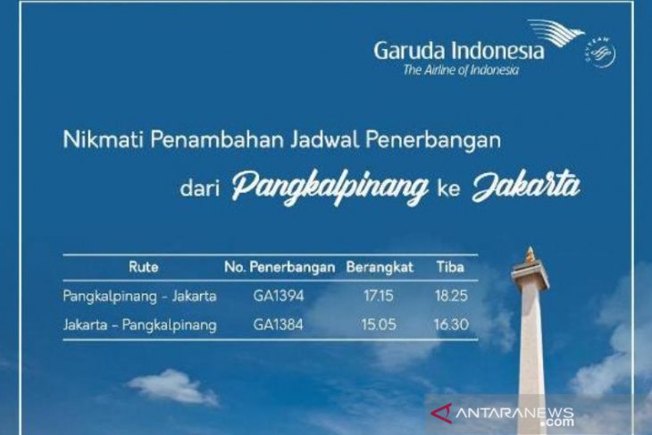 Garuda tambah penerbangan rute Jakarta-Pangkalpinang selama 10 hari