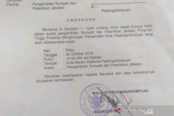 Beredar isu rotasi dan pelantikan Eselon II Pemkot Padangsidimpuan siang Ini