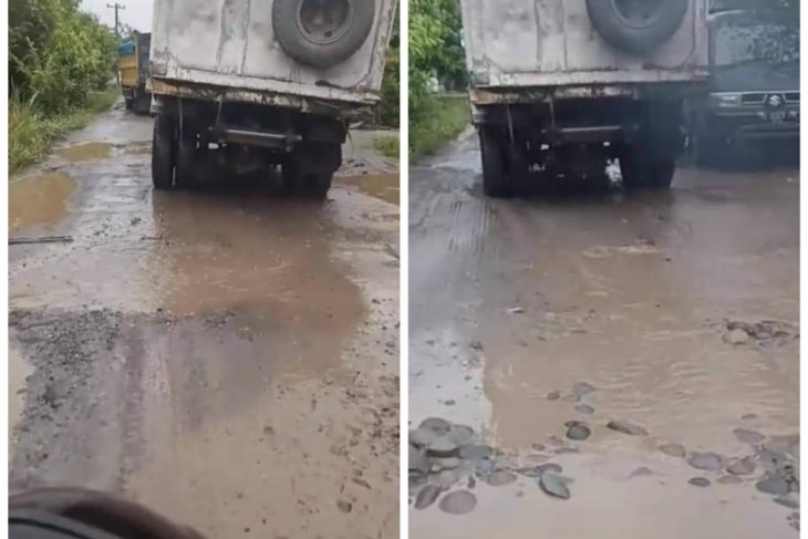 Memprihatikan, Jalan Desa Banyumas Stabat penuh dengan lubang besar