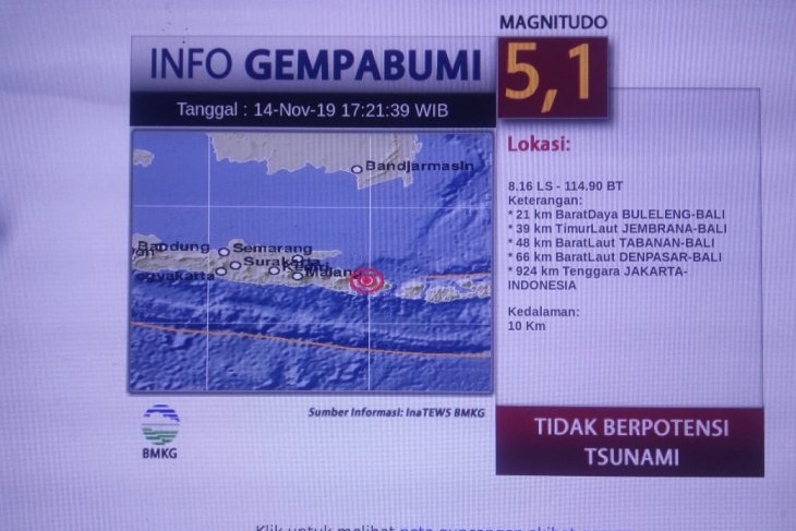 Sebagian warga Jember rasakan gempa bumi di Bali