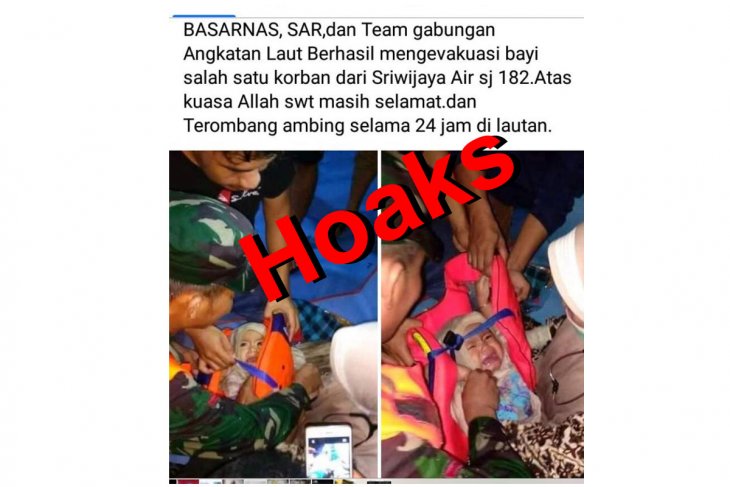 Hoaks, foto bayi selamat dari kecelakaan Sriwijaya Air