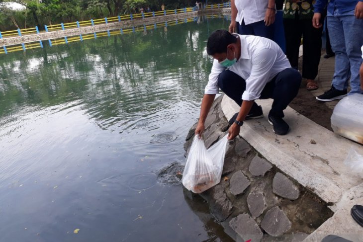 Ribuan bibit ikan disebar di lokasi sumber air Kota Kediri