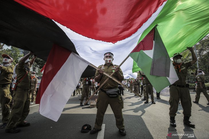 Aksi bela Palestina di Kedubes AS