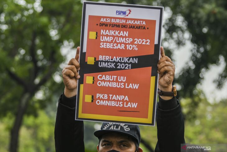 Unjuk rasa buruh di Jakarta