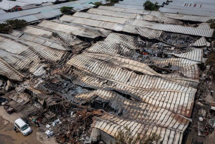 Kondisi tempat relokasi Pasar Johar usai kebakaran