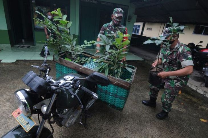 Babinsa membagikan bibit pohon