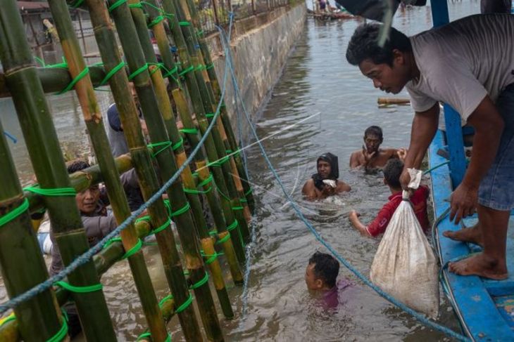 Penanggulangan tanggul jebol di Pelabuhan Tanjung Emas Semarang