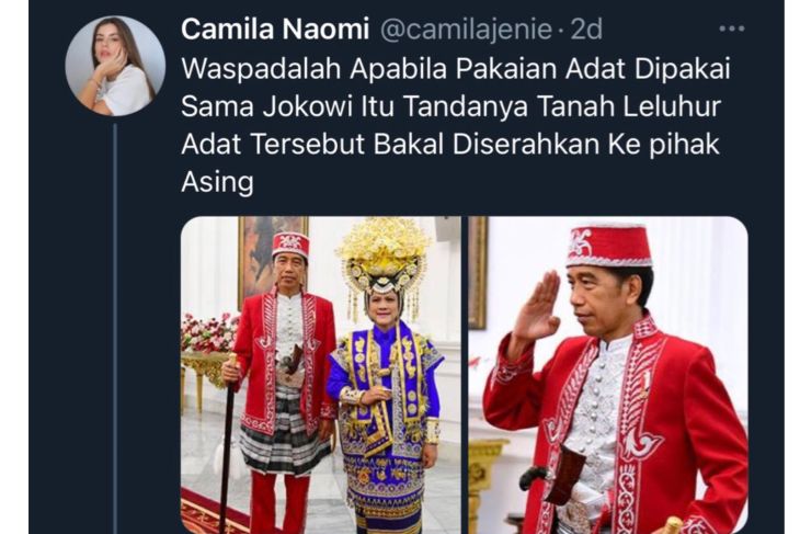 Hoaks! Baju adat dipakai Jokowi, tanda tanah adat akan dijual