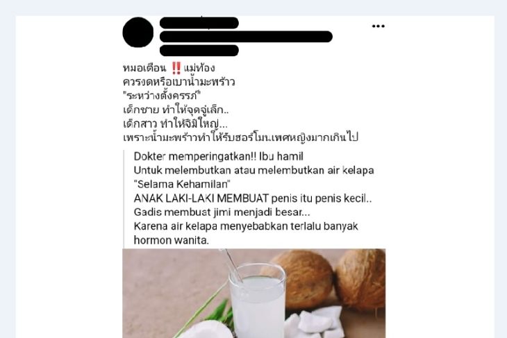 berbohong!  Air kelapa menyebabkan kelainan pada bayi