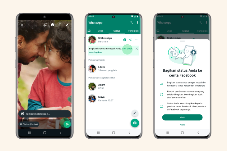 Kini berbagi status WhatsApp ke Facebook Story lebih mudah