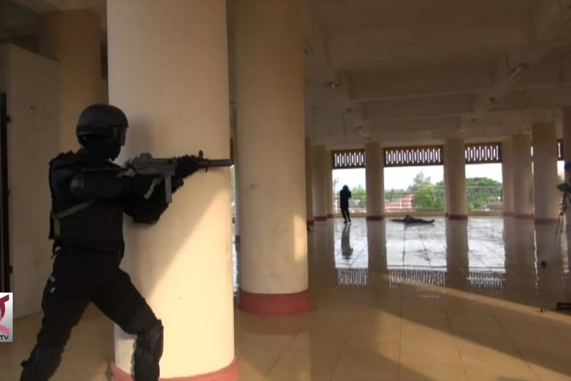 Aceh Prajurit Raider latihan pengamanan Pilkada