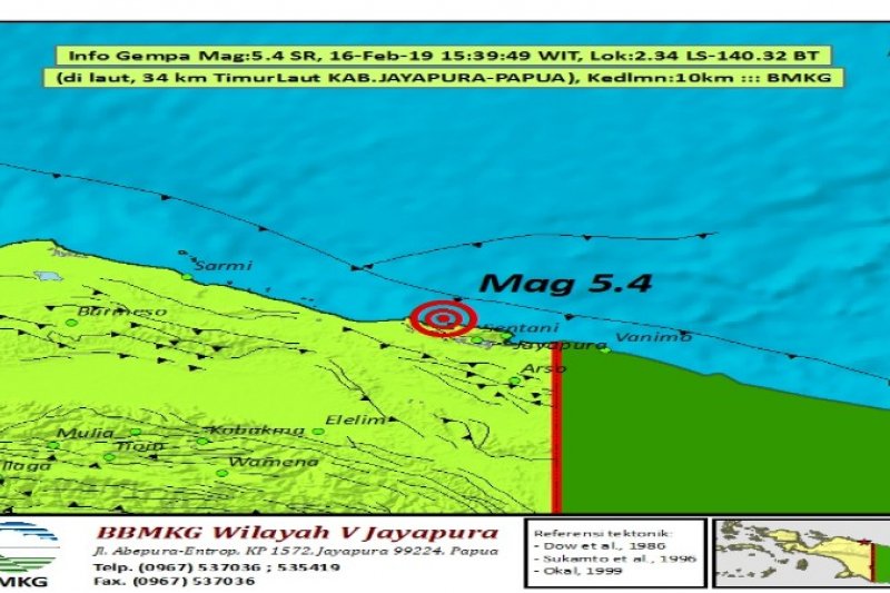 Bmkg Gempa Kabupaten Jayapura Tidak Berpotensi Tsunami Antara