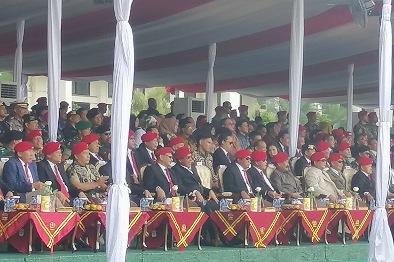 Mantan Danjen Kopassus Letjen TNI Purn Prabowo Subianto saat menghadiri upacara peringatan HUT Ke-67 Kopassus, di Makopassus, Cijantung, Jakarta Timur, Rabu (24/4/2019). (Antara Foto/Syaiful Hakim)