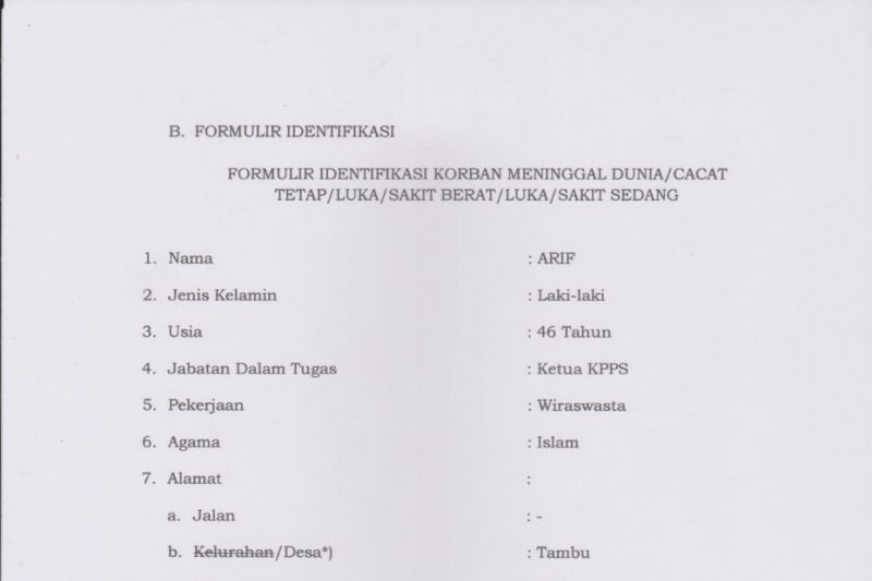 Satu petugas KPPS di Donggala meninggal dunia