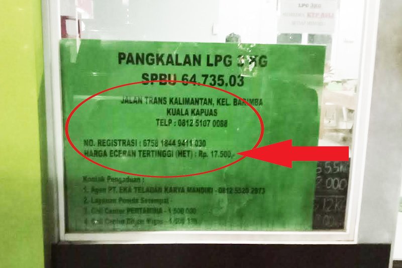 SPBU di Kapuas kedapatan jual harga elpiji 3 kg lebihi HET