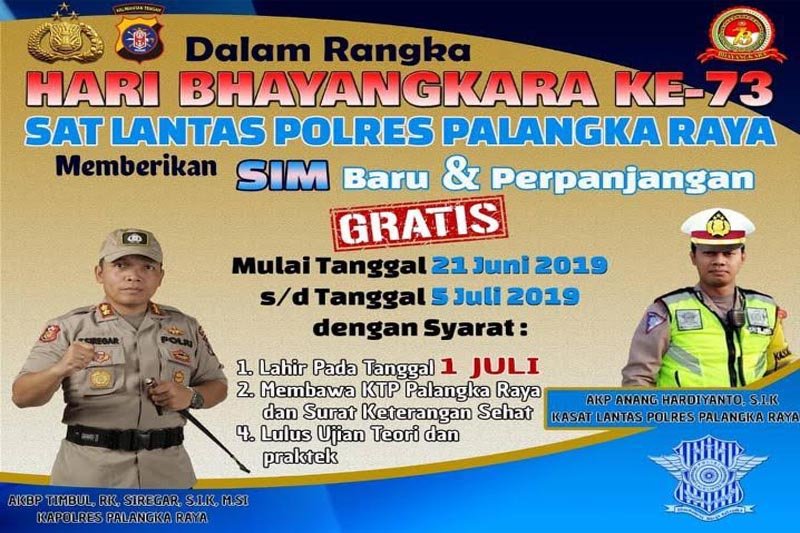 Polres Palangka Raya siap layani pembuatan SIM gratis