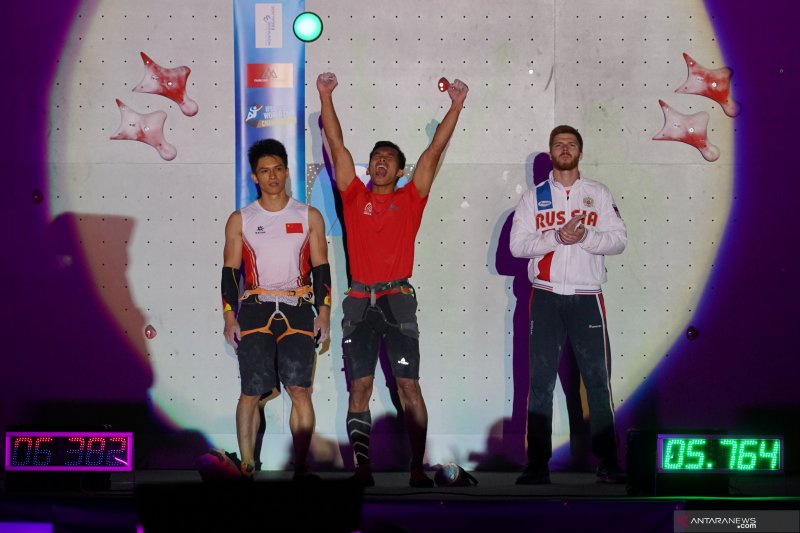 Atlet panjat tebing Indonesia Alfian M Fajri juara dunia nomor rekor kecepatan dunia