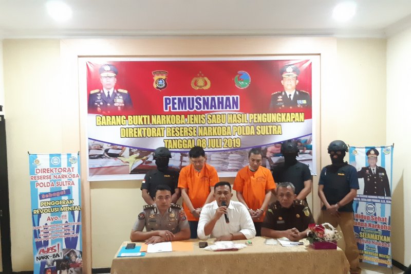 Lagi, Polda Sultra musnahkan barang bukti 768 gram sabu-sabu