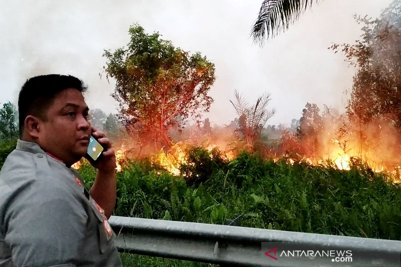 Kapolres Kotim bantu pemadaman kebakaran lahan hingga malam