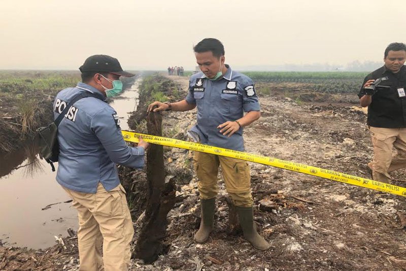 Polisi olah TKP di lahan terbakar milik perusahaan di Kalteng