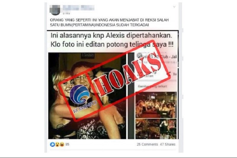 Foto Ahok bersama dua wanita jadi alasan Alexis dipertahankan adalah hoaks