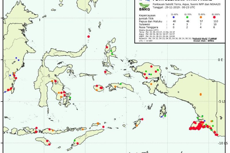 BMKG deteksi 102 titik api di Papua dan Papua Barat
