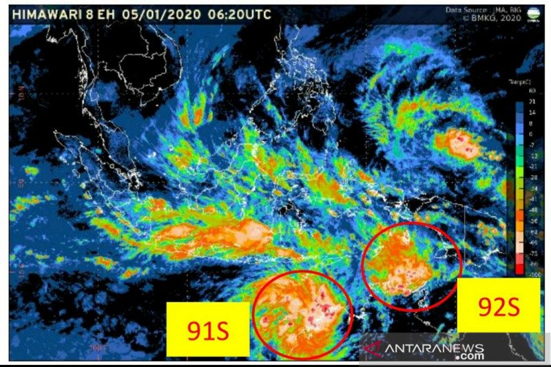 BMKG deteksi munculnya dua bibit siklon tropis di wilayah selatan Indonesia