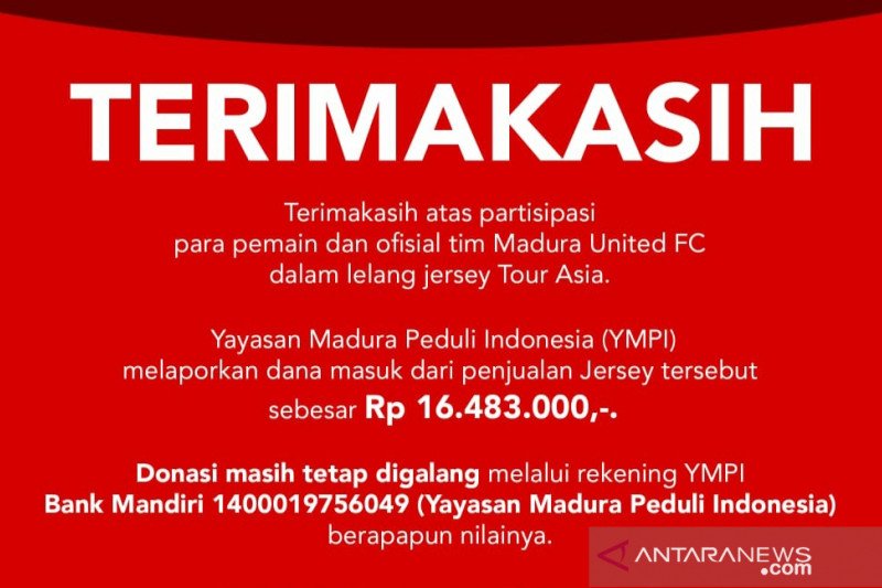 Madura United lelang kostum pemain untuk bantu penanganan COVID-19