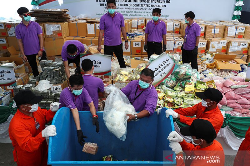 Narkoba senilai Rp28 triliun dimusnahkan Thailand dan Myanmar