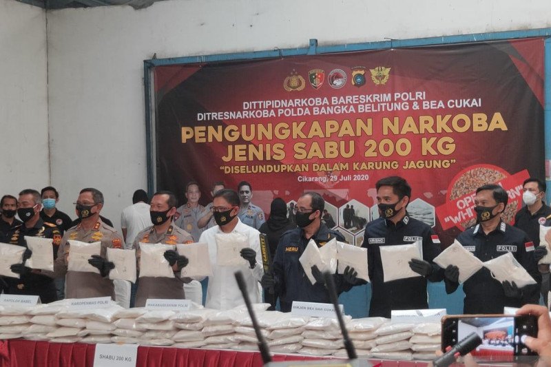 Polisi bekuk jaringan narkoba internasional, 200 kg sabu-sabu disita