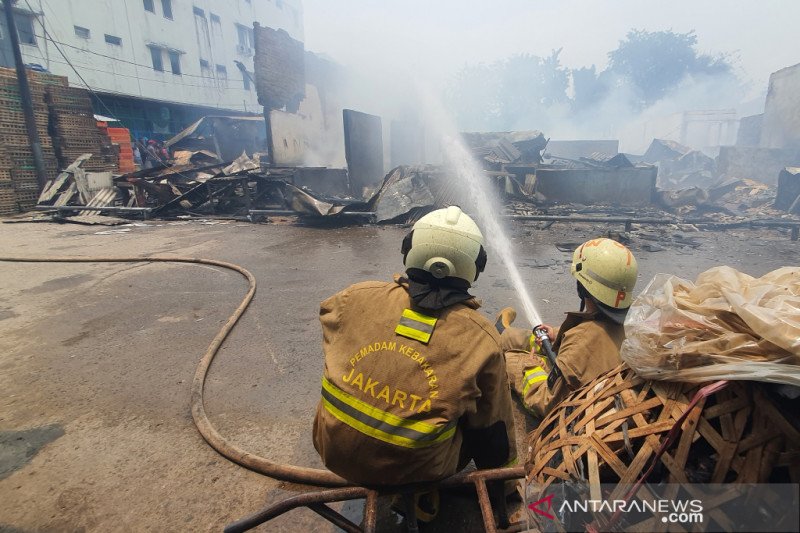 Pemadaman api di Pasar Cempaka Putih terkendala air dan angin kencang