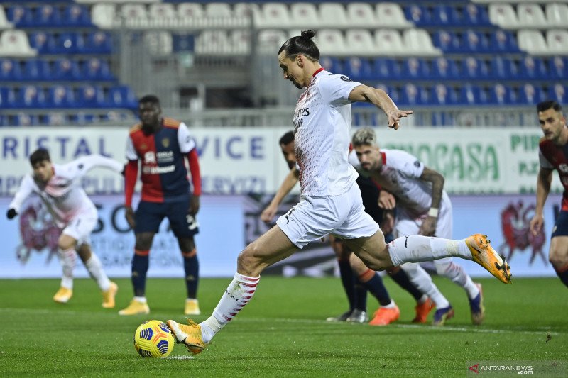 Dua gol Ibrahimovic kunci kemenangan AC Milan atas Cagliari