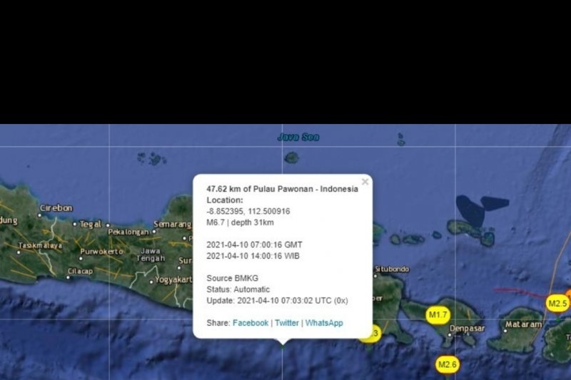 Gempa terasa di sejumlah wilayah Jawa Timur
