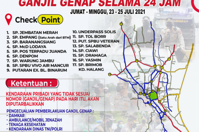 Polresta Bogor Kota siapkan 17 lokasi penyekatan kendaraan bermotor