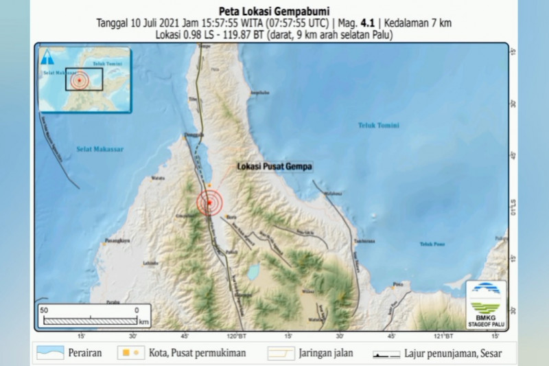 Gempa 4.1 magnitudo guncang Sigi dan Kota Palu