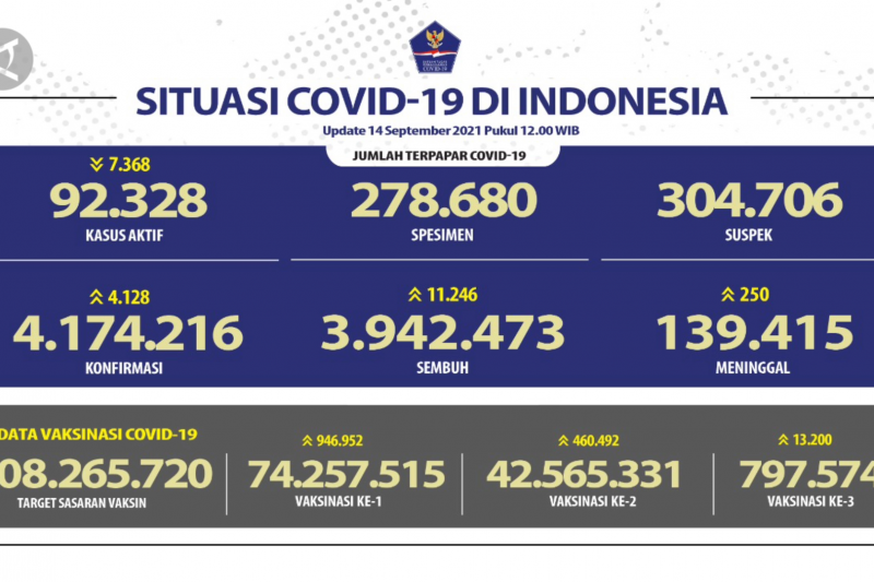 Kasus baru naik jadi 4.128 dengan 250 kematian harian
