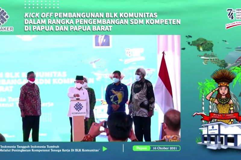 Wapres resmikan pembangunan BLK Komunitas Papua dan Papua Barat