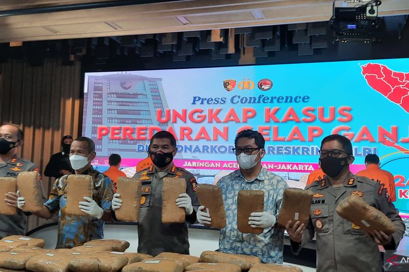 Polri sita 224,4 kg ganja jaringan narkoba Aceh-Medan-Jakarta