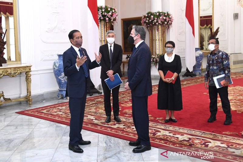 Presiden Jokowi menyampaikan agenda prioritas G20 ke Menlu AS