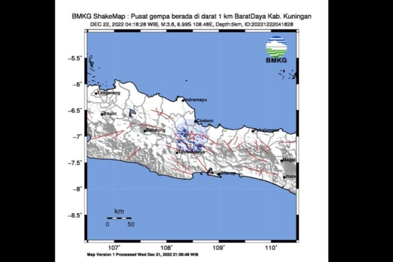 Gempa di Kuningan, Jawa Barat, diduga dipicu oleh sesar Baribis di ruas Ciremai.