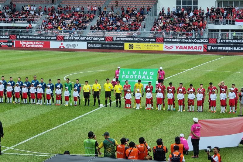 Di babak pertama, Indonesia menang dengan dua gol melawan Brunei Darussalam
