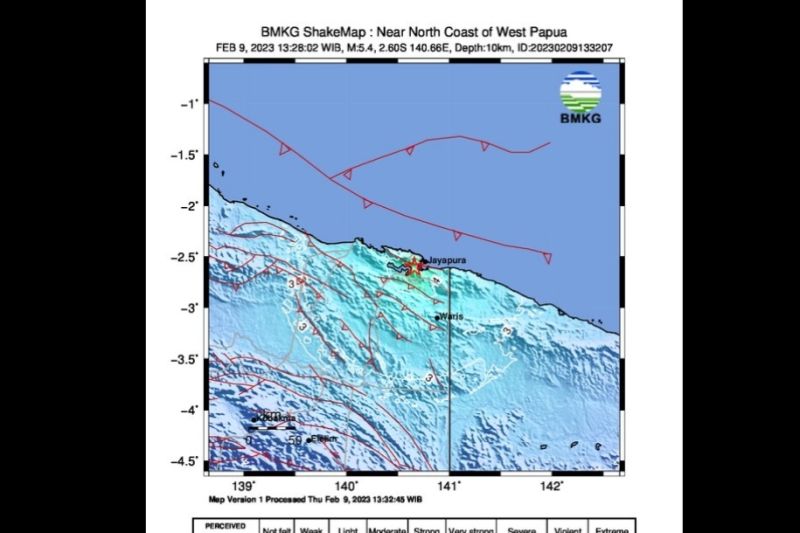 Gempa magnitudo 5,4 guncang wilayah Papua