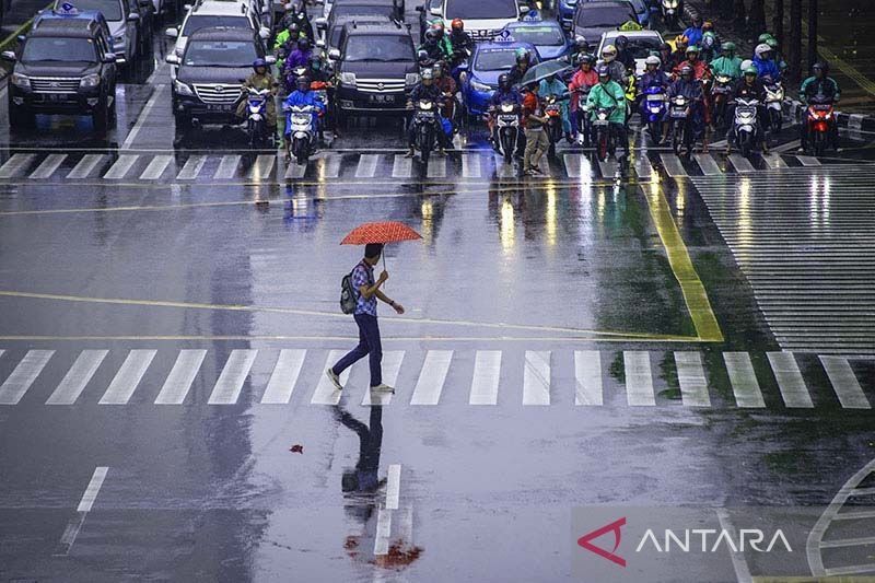 Rabu, seluruh wilayah Jakarta diguyur hujan pada pagi hingga sore hari