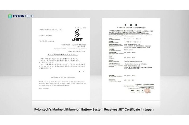 Sistem Baterai ion litium untuk Sektor Kelautan Pylontech Raih Sertifikat JET di Jepang